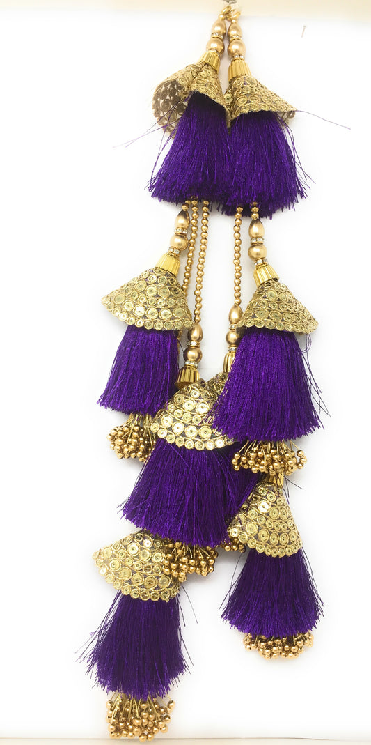 Purple Gold tassel lehenga - Set of 2