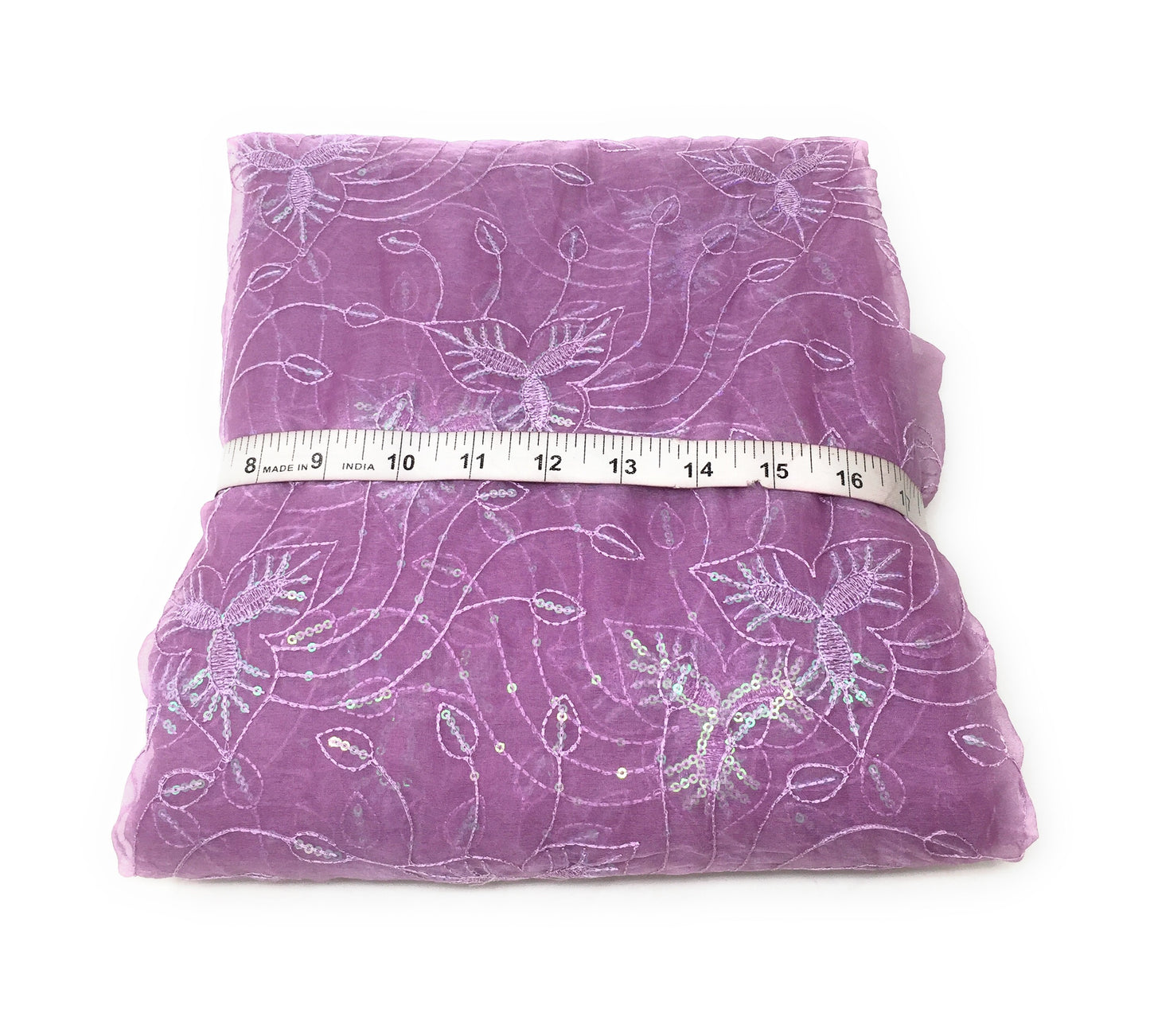 Organza Fabric Material in Lavender Embroidery Work