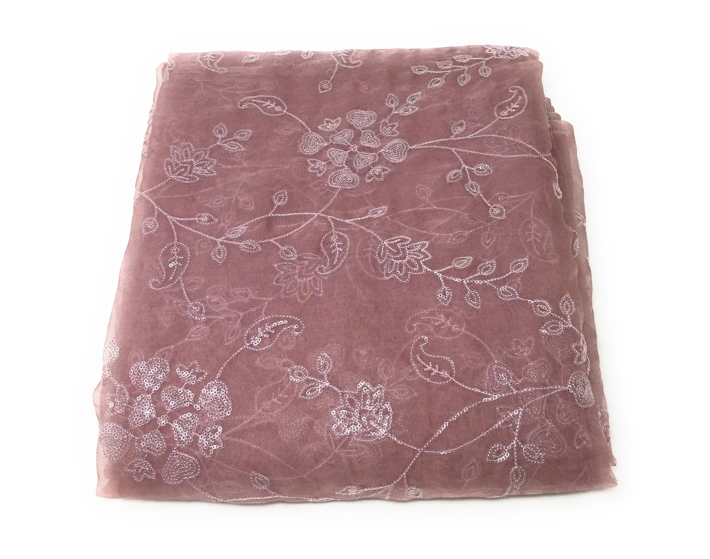 Organza Fabric Material in Lavender Embroidery Work