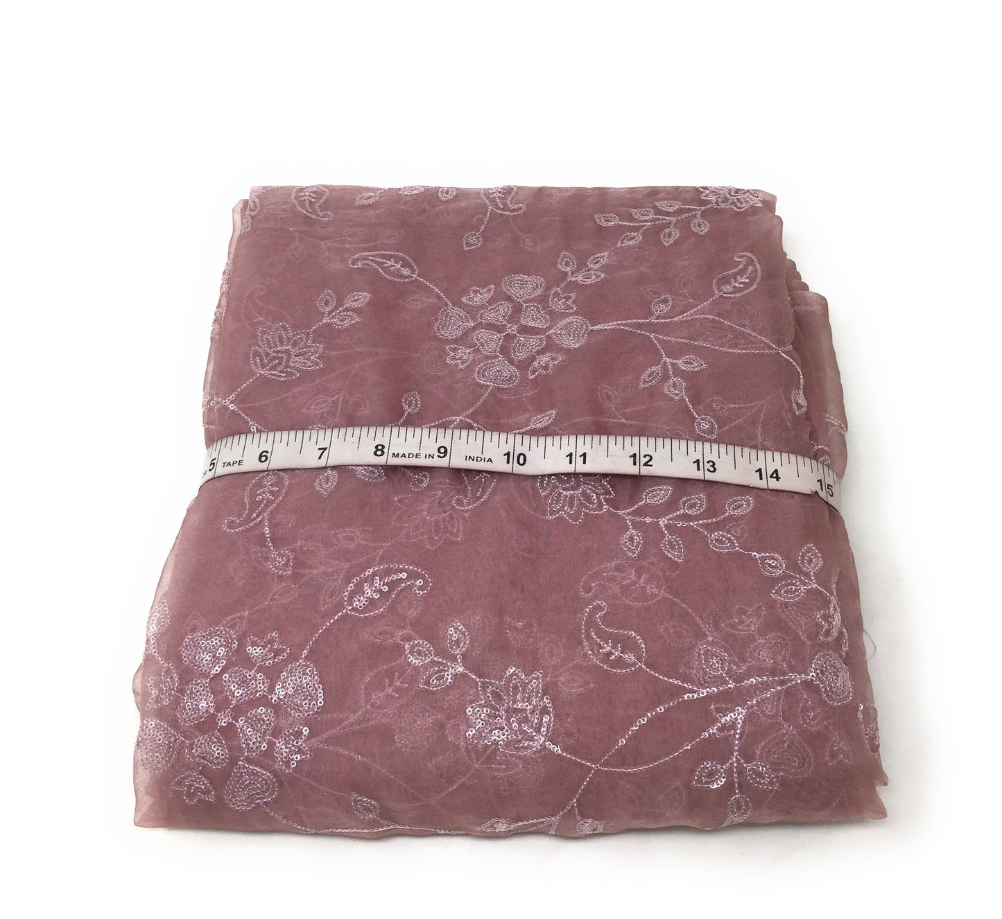 Organza Fabric Material in Lavender Embroidery Work