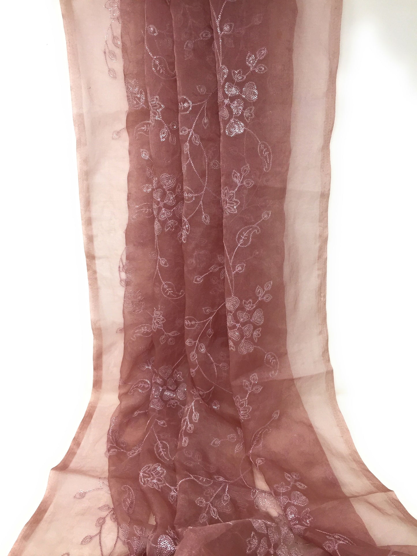 Organza Fabric Material in Lavender Embroidery Work