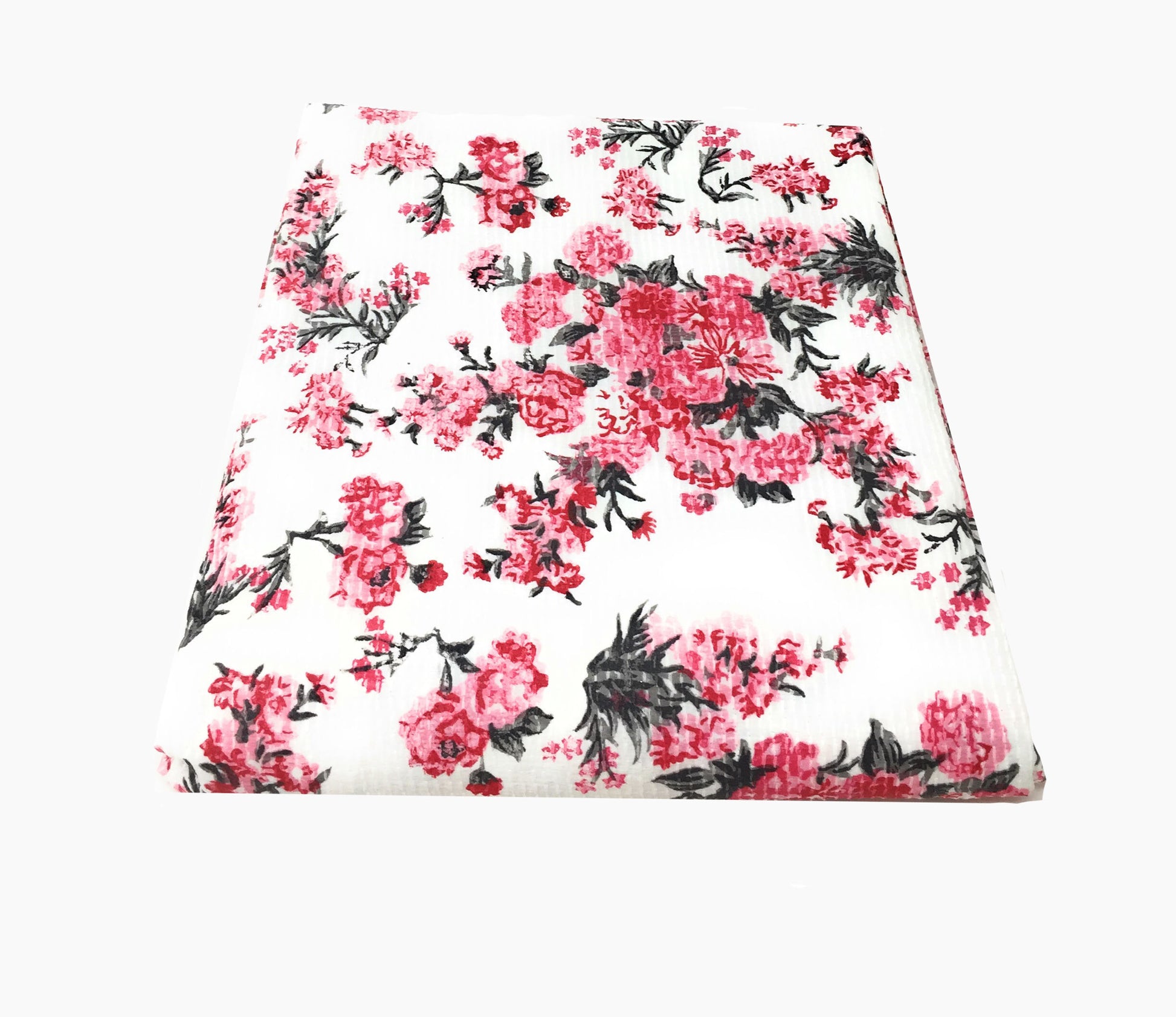 floral print and self colour embroidery.