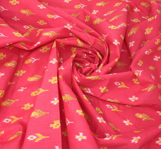 Pink Floral Printed Cotton Fabric