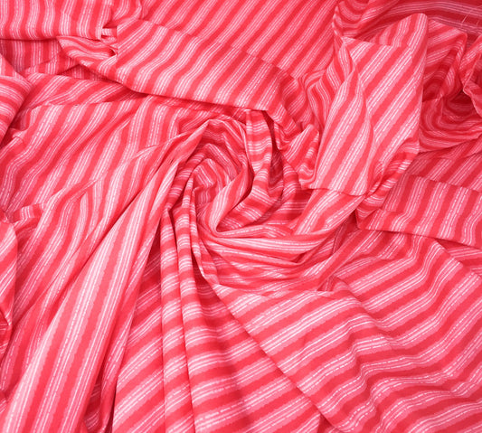 Printed Leheriya Cotton Fabric Pink