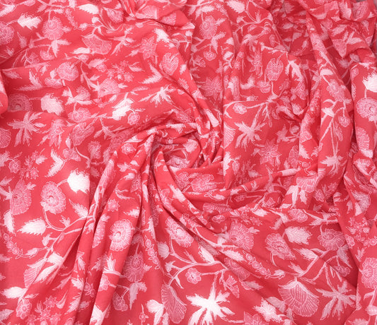 Cotton Block Print Fabric Material by Meter