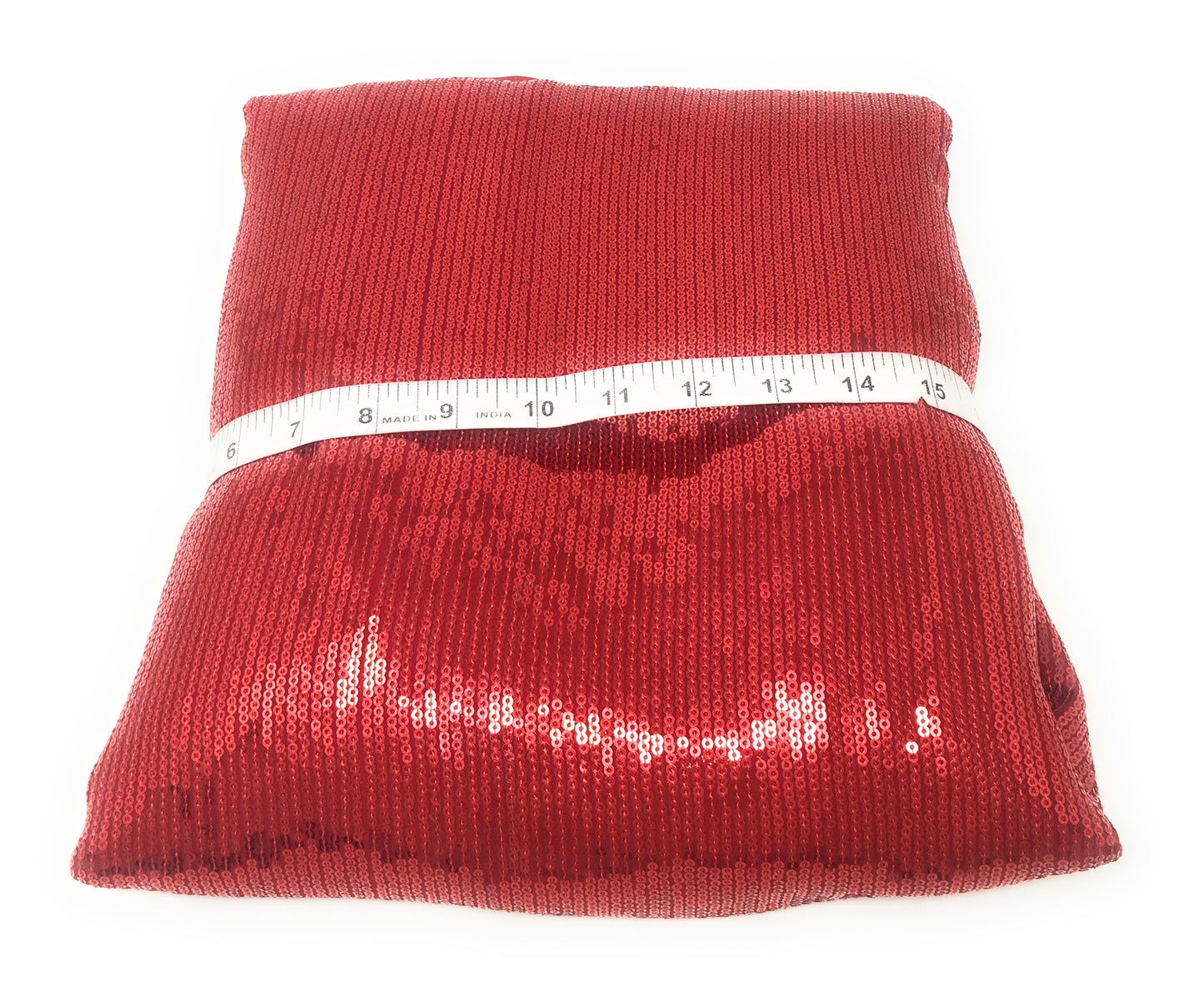 Red Sequence Fabric Material on Georgette