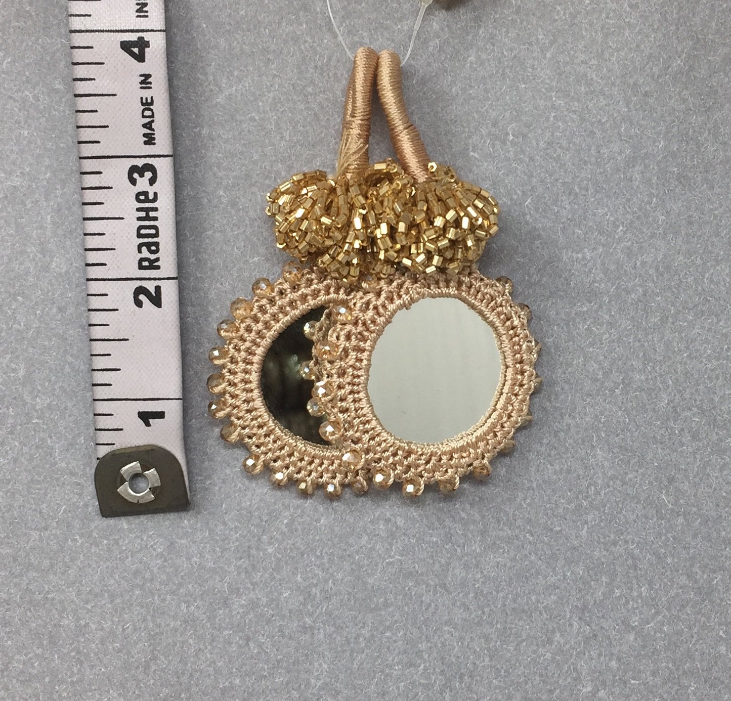 Mirror Latkan For Lehenga In Rose Gold, Set of 2