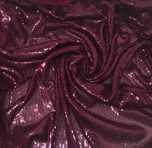 Wine Sequence Fabric Material on Georgette