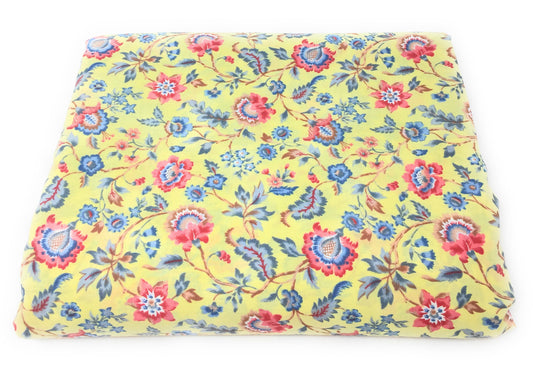 Yellow Base Cotton Jaipur Print Fabric Material