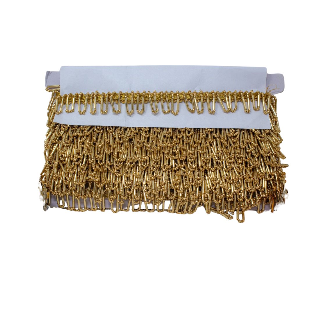 Latkan Wali Lace in Antique Gold Cutdana Beads - 3 Meter