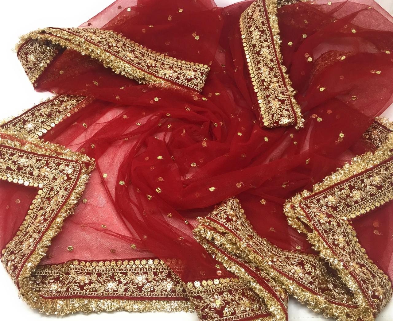 maroon bridal dupatta