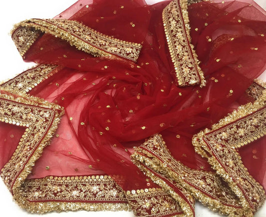 maroon bridal dupatta
