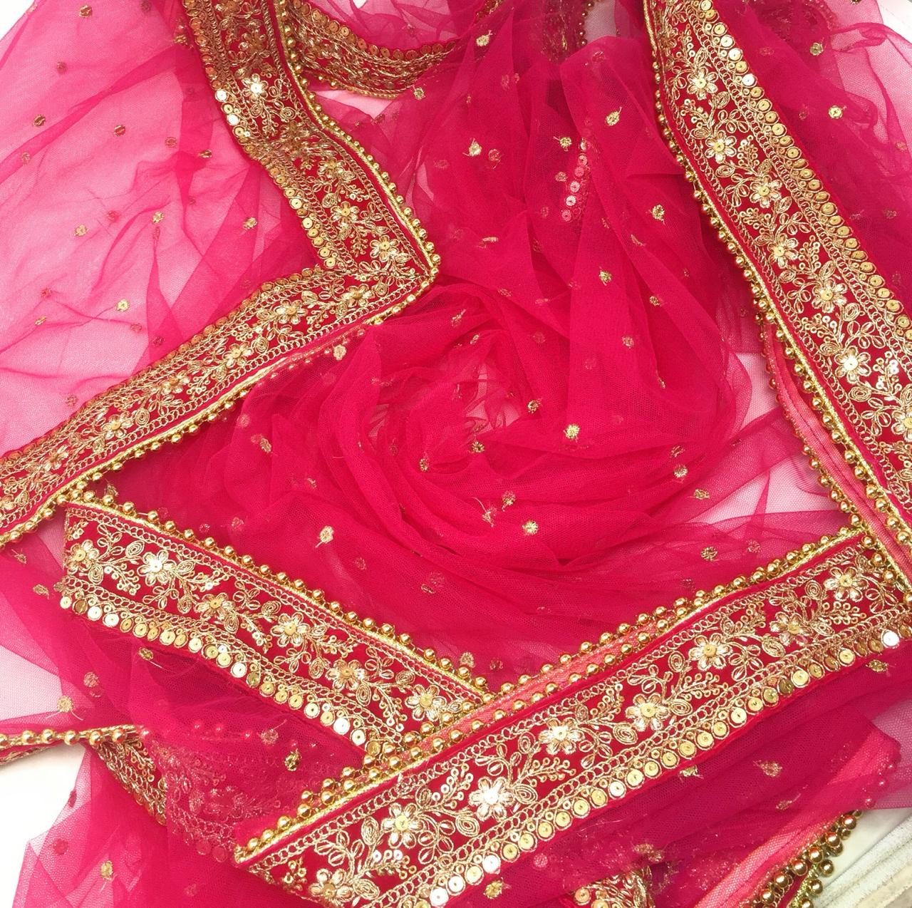 Bridal Dupatta in Pink Net