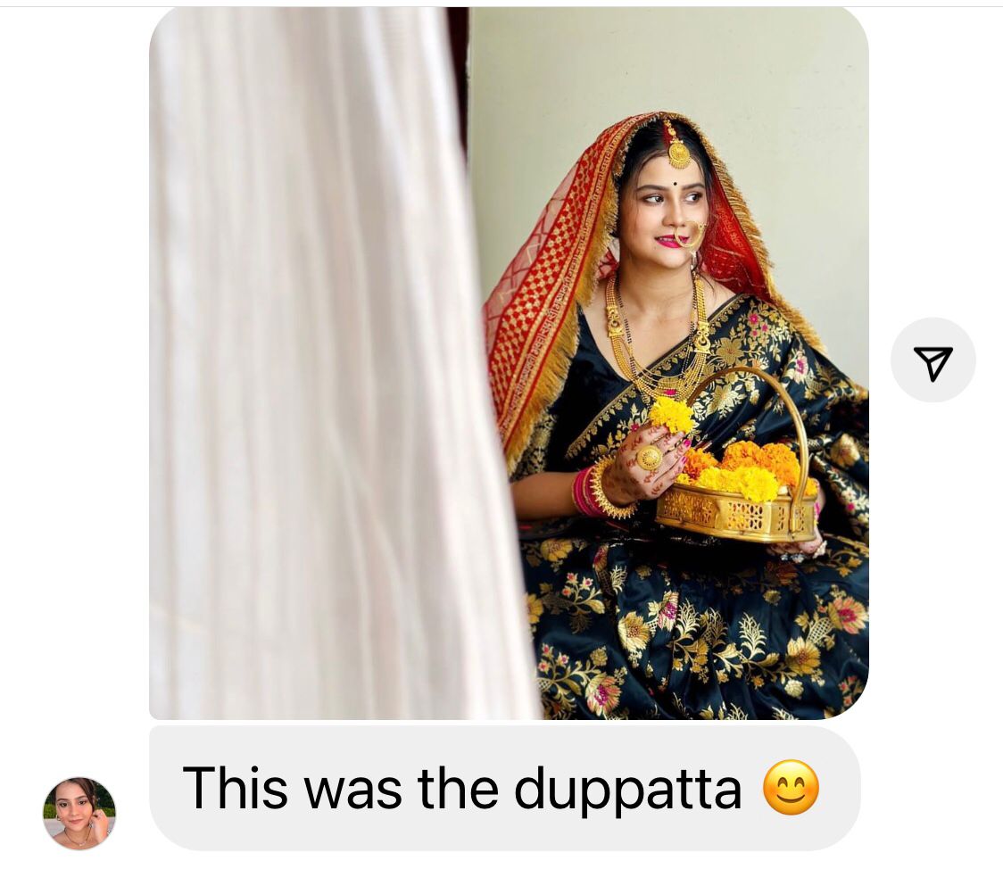Heavy Bridal Sada Saubhagyavati Bhav Wedding Dupatta Round Beaded