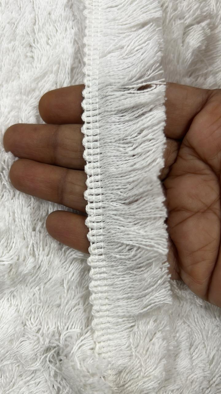 Crochet Fringe Edging In White Colour - 8 Meter Roll