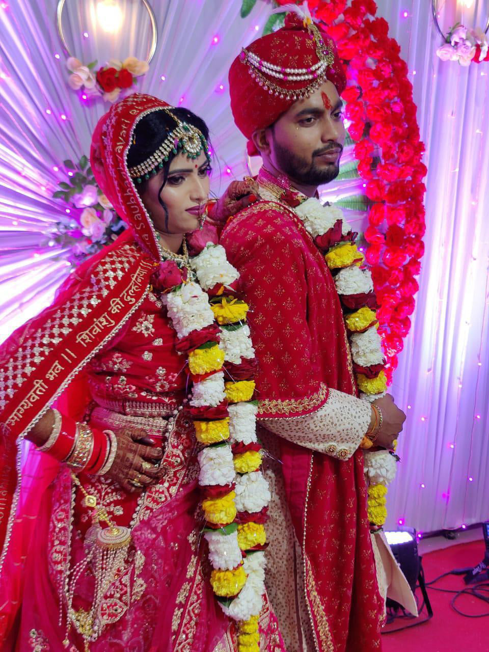 Customised Bridal Dupatta! - Sada saubhagyavati bhava bridal dupatta personalised with bride groom name - Wedding Special