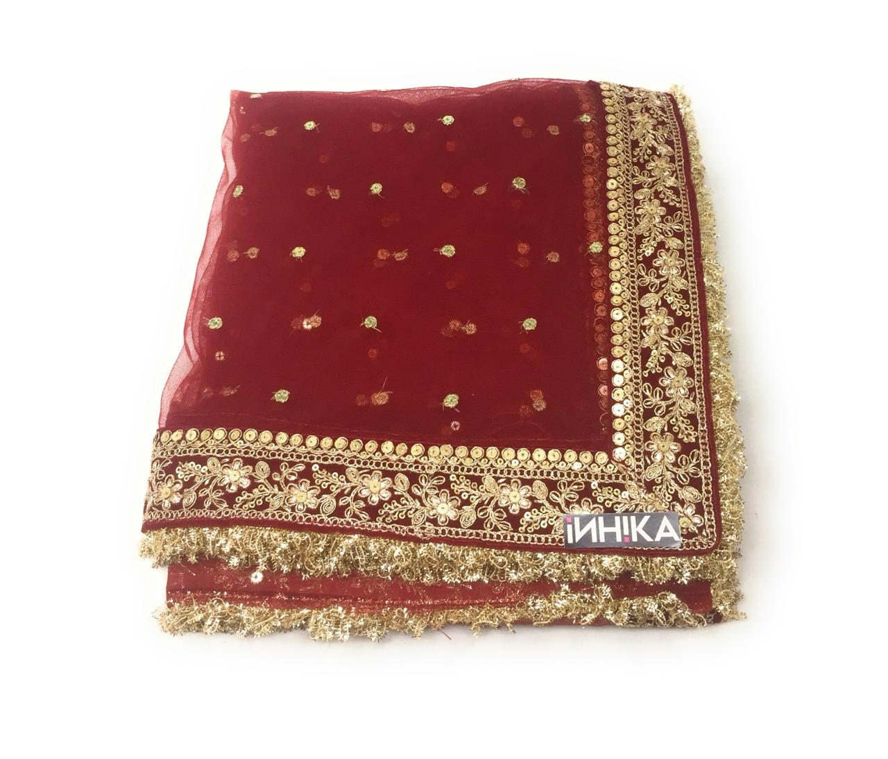 bridal maroon dupatta