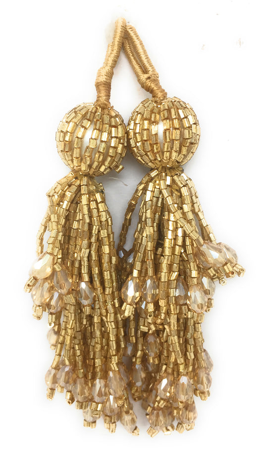 Antique Gold aari tassels for blouse - Set of 2