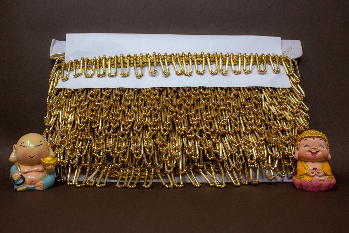 Latkan Wali Lace in Antique Gold Cutdana Beads - 3 Meter