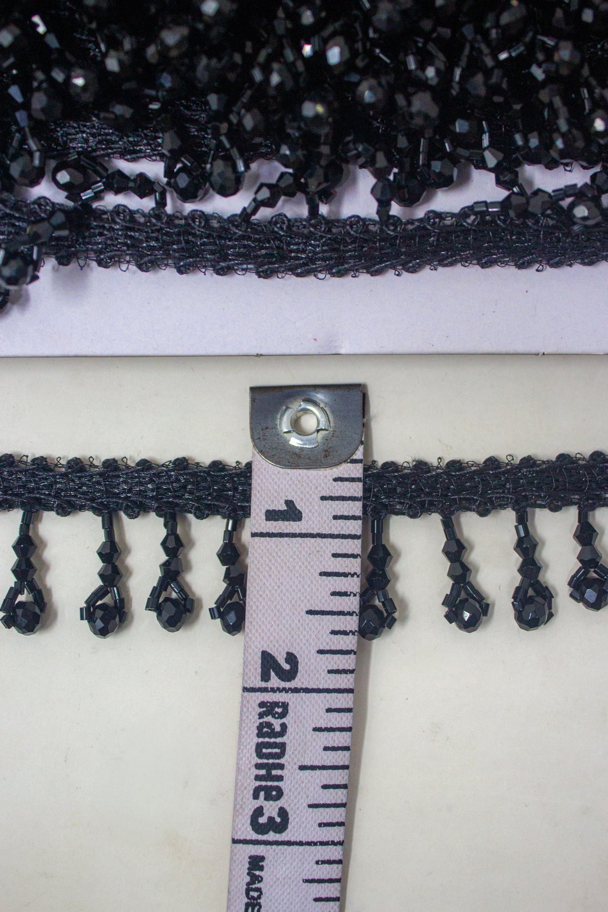 Latkan Wali Lace in Black Crystal, Cutdana - 3 Meter