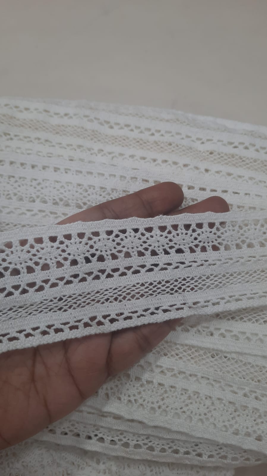 Fancy Crochet Edging In White Colour - 9 Meter Roll