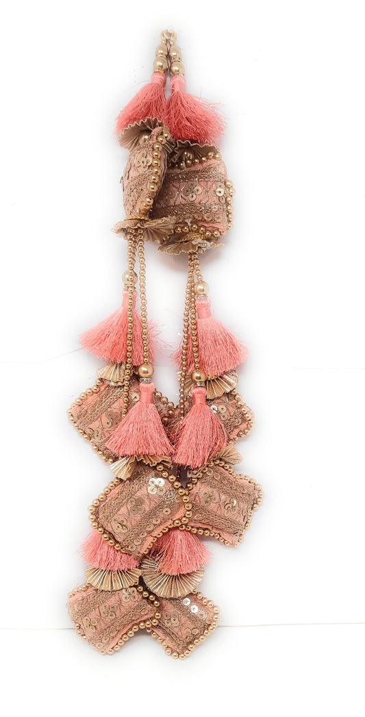 Pink Peach Heavy Lehenga Latkan - Set of 2