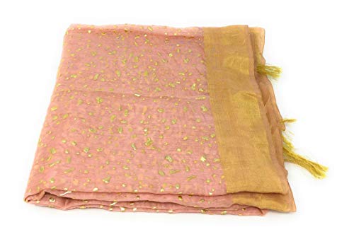 Gold Print Peach Dupatta