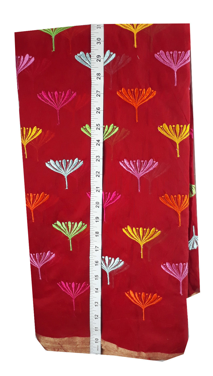 plain dress material online shopping fabric embroidery designs Chanderi Cotton Red 43 inches Wide _Red