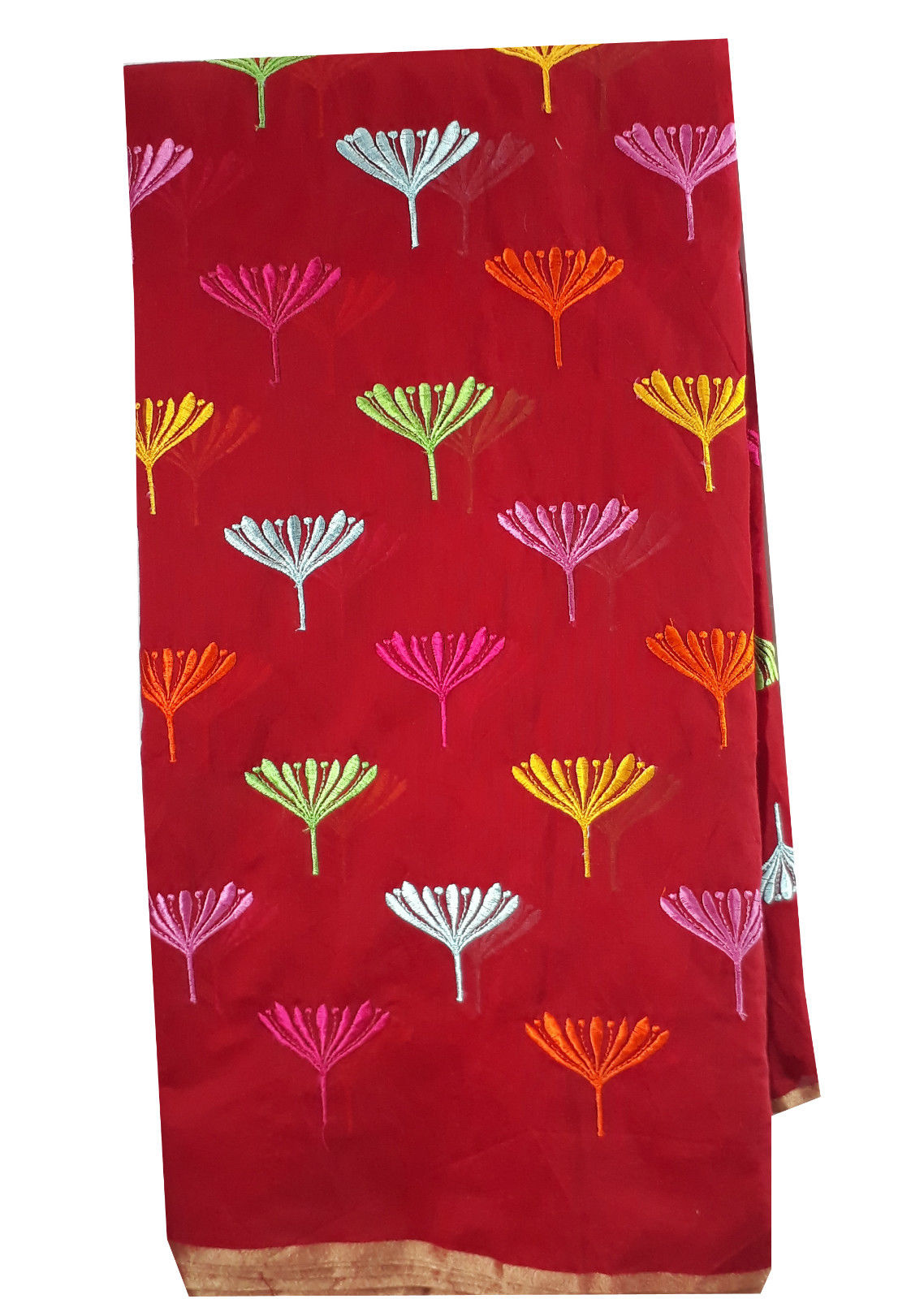 running material online india fabric embroidery designs Chanderi Cotton Red 43 inches Wide _Red