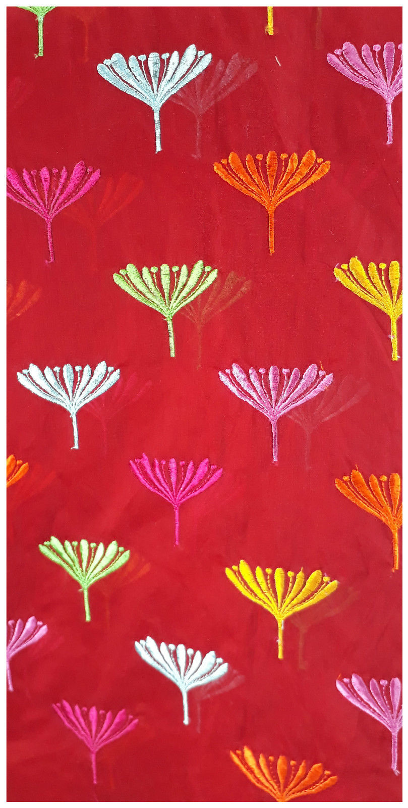 embroidery lace buy online fabric embroidery designs Chanderi Cotton Red 43 inches Wide _Red