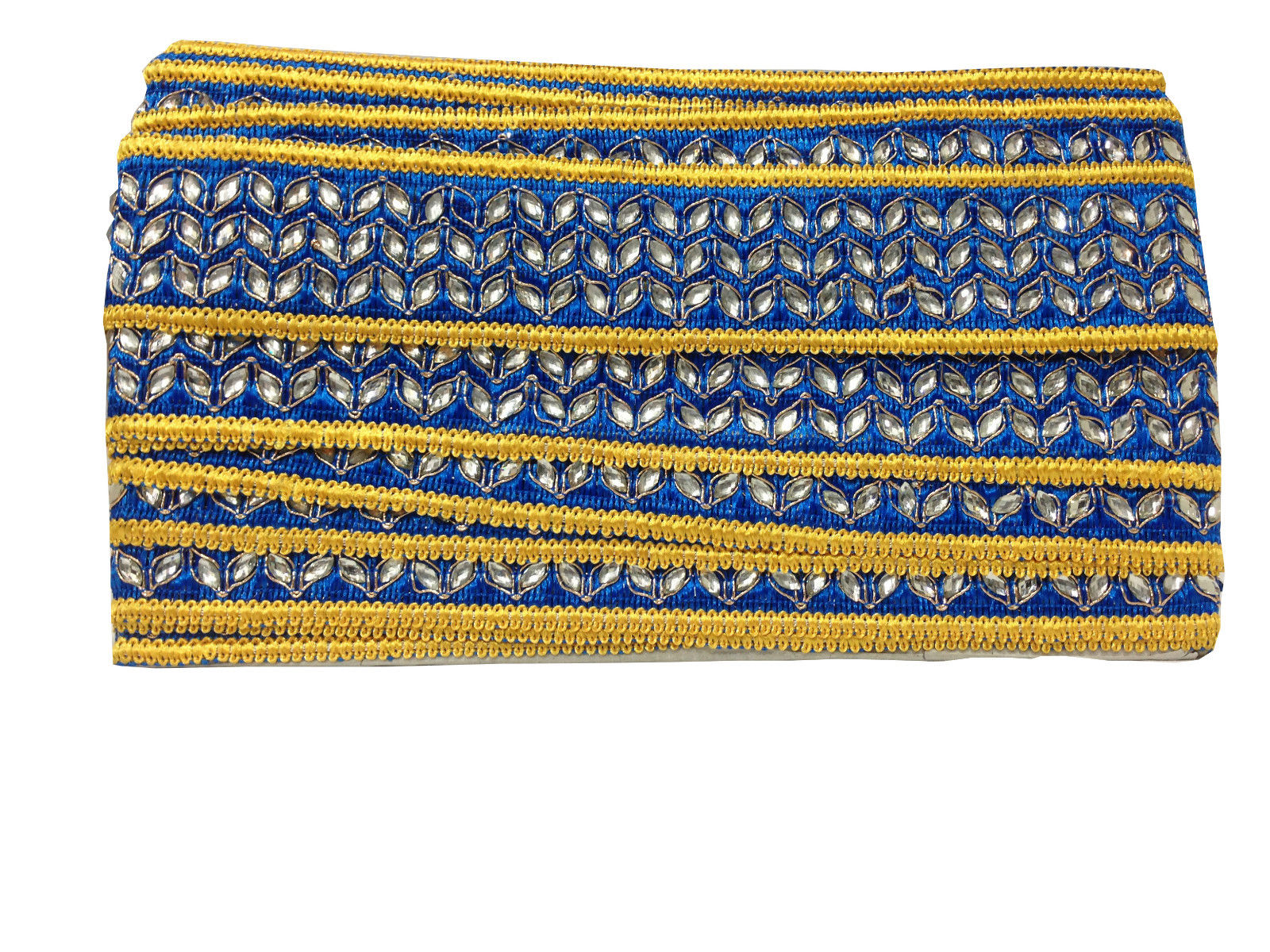 fabric trim wholesale trimming in fashion Blue Cobalt Blue, Yellow, Gold Embroidery n Stone Polyester Less than 2 inch
