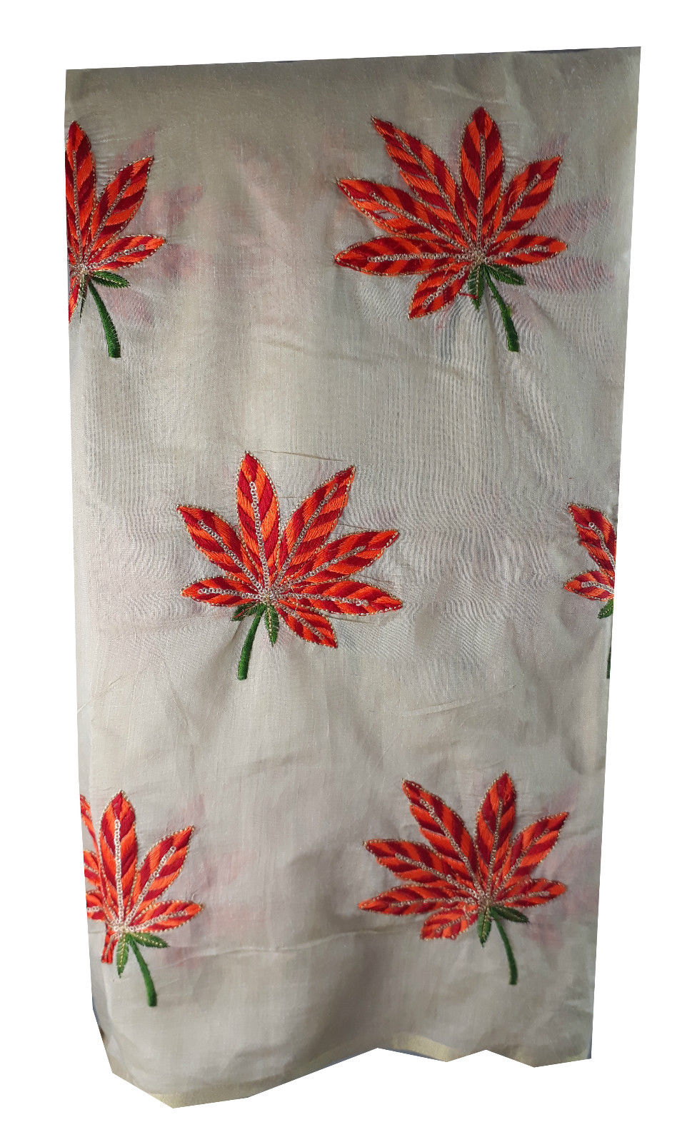 fabric material online shopping india embroidery designs dress material online Chanderi Cotton Cream, Orange, Gold, Green 43 inches Wide 1773
