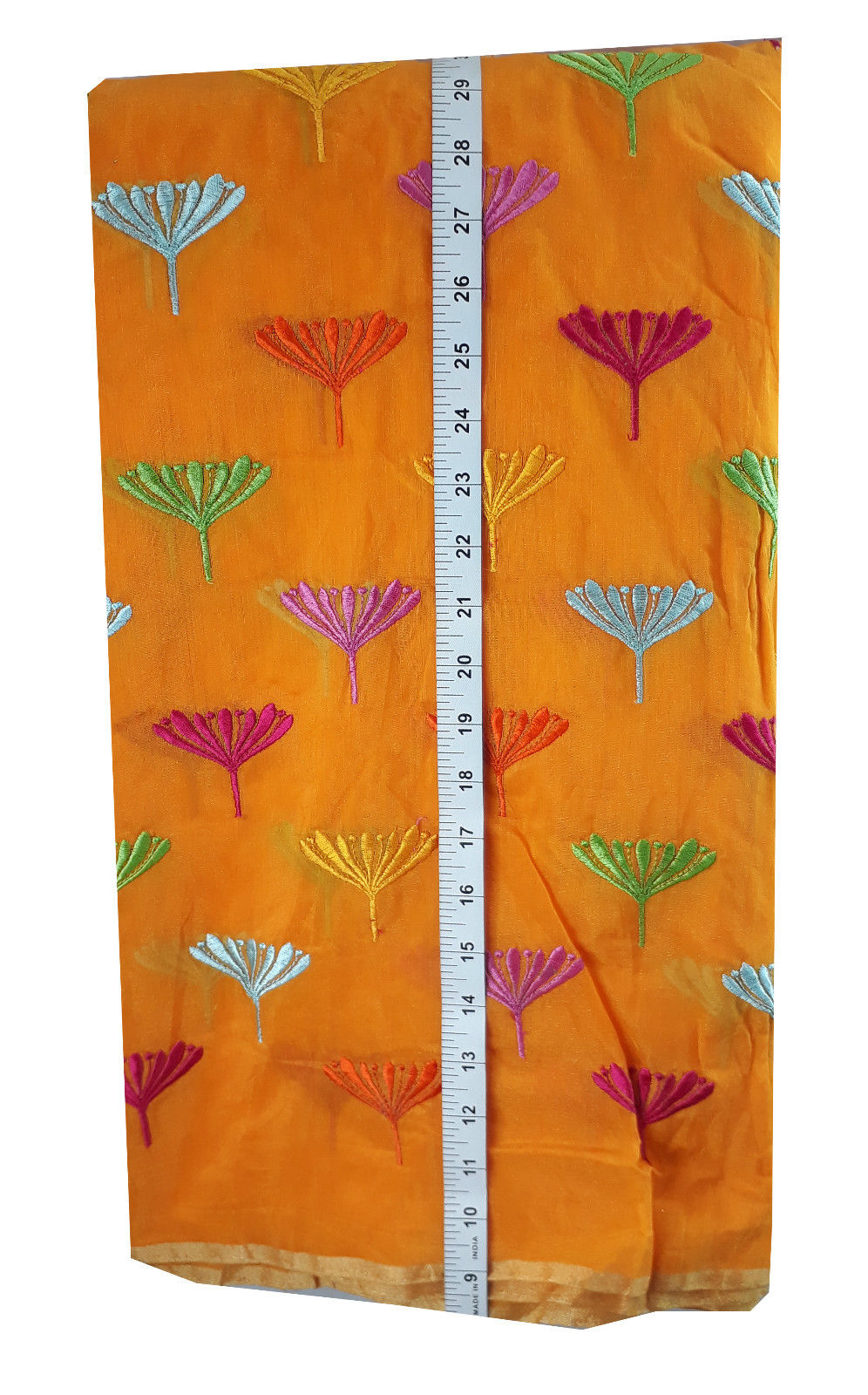 kurta fabric online india online fabric store india Embroidery Chanderi Cotton Orange 43 inches Wide ange