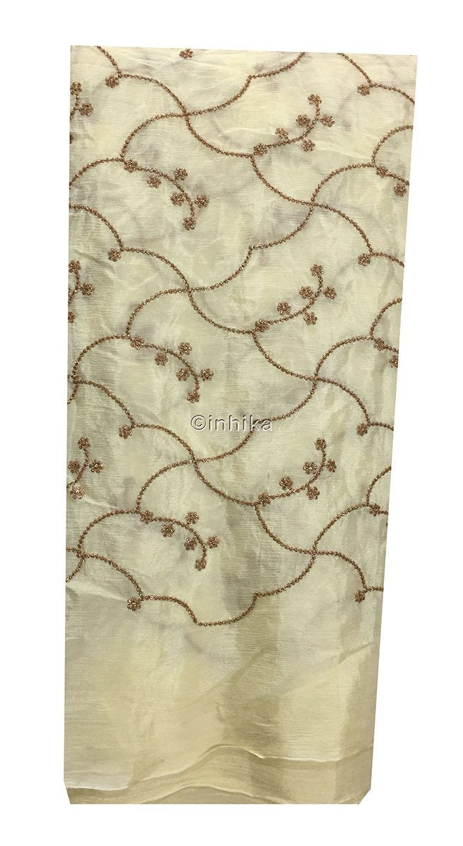 running material clothing online ethnic material online shop Embroidery Chiffon Lightest Yellow, Gold 42 inches Wide 9191
