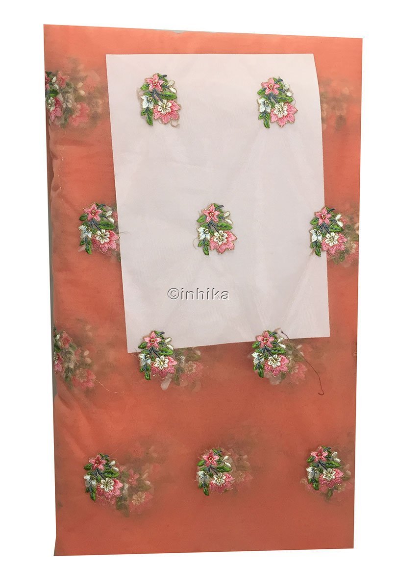 embroidered peach tulle