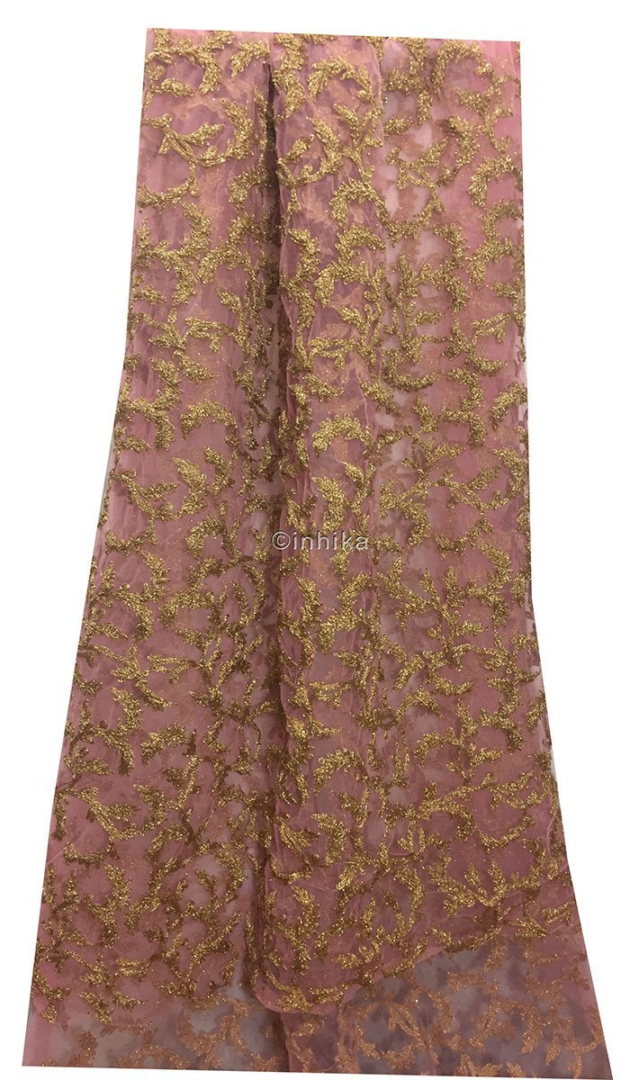 kutch embroidery fabric online fabric online india Embroidery Net, Mesh, Tulle Pink 44 inches Wide 9215