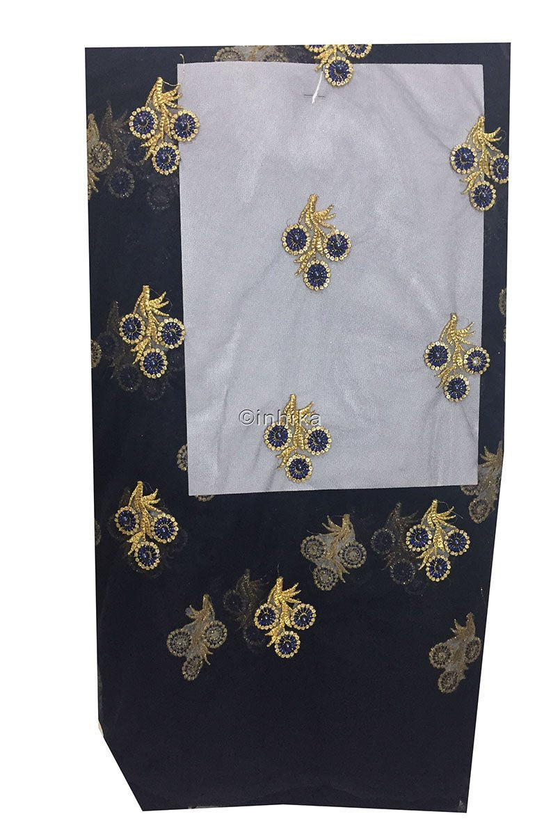 navy blue embroidered fabric