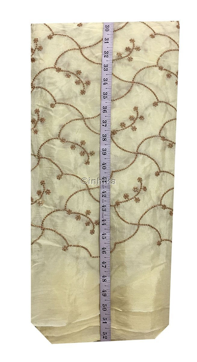 buy running fabric online india ethnic material online shop Embroidery Chiffon Lightest Yellow, Gold 42 inches Wide 9191
