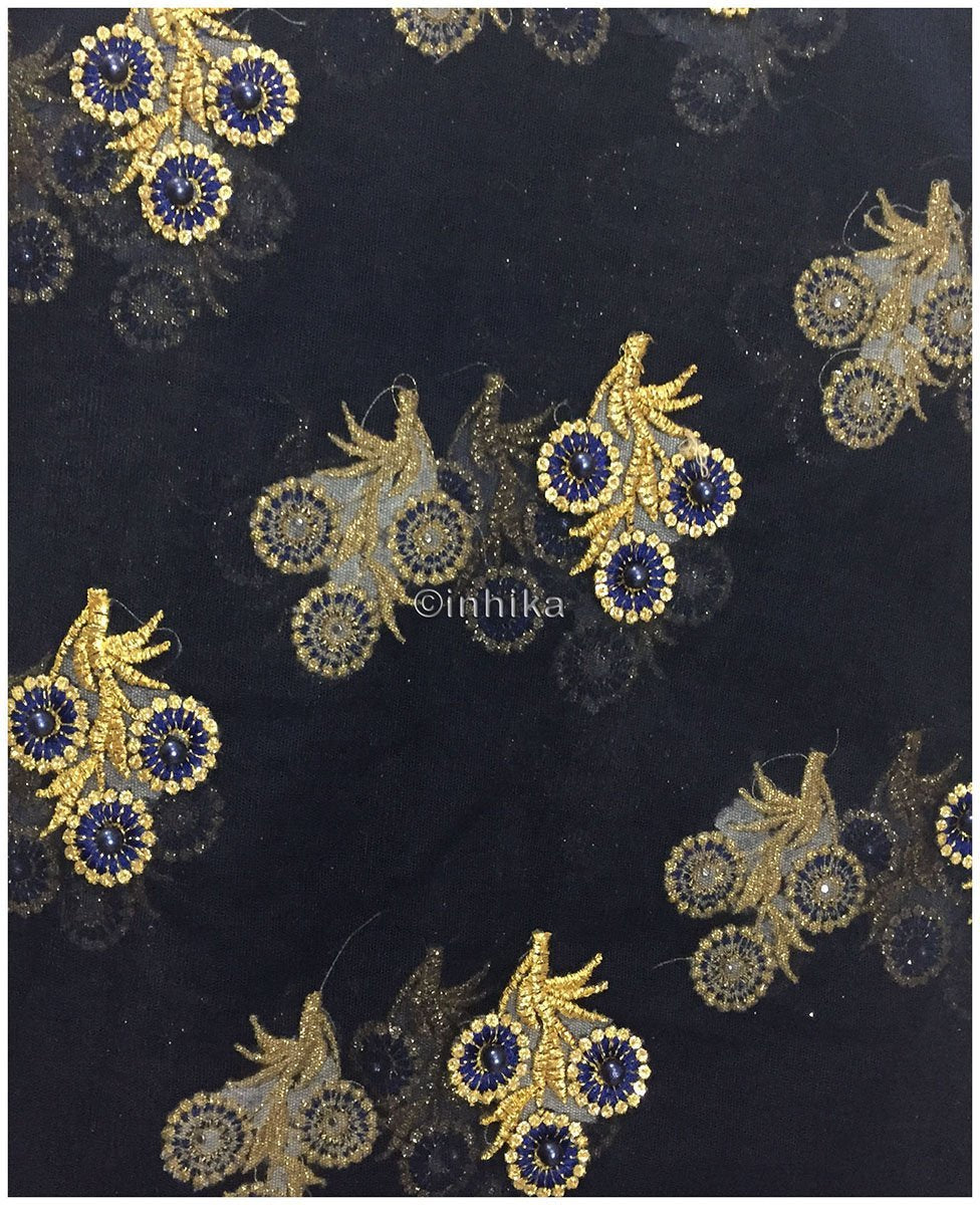 navy blue embroidered material