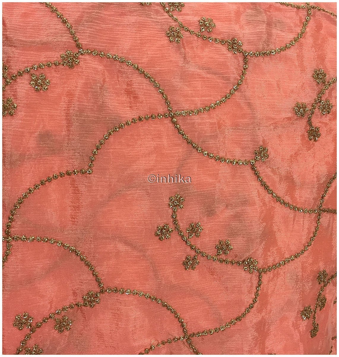 buy fabric online cheap india buy fabric material online india Embroidery Chiffon Peach, Gold 42 inches Wide 9197