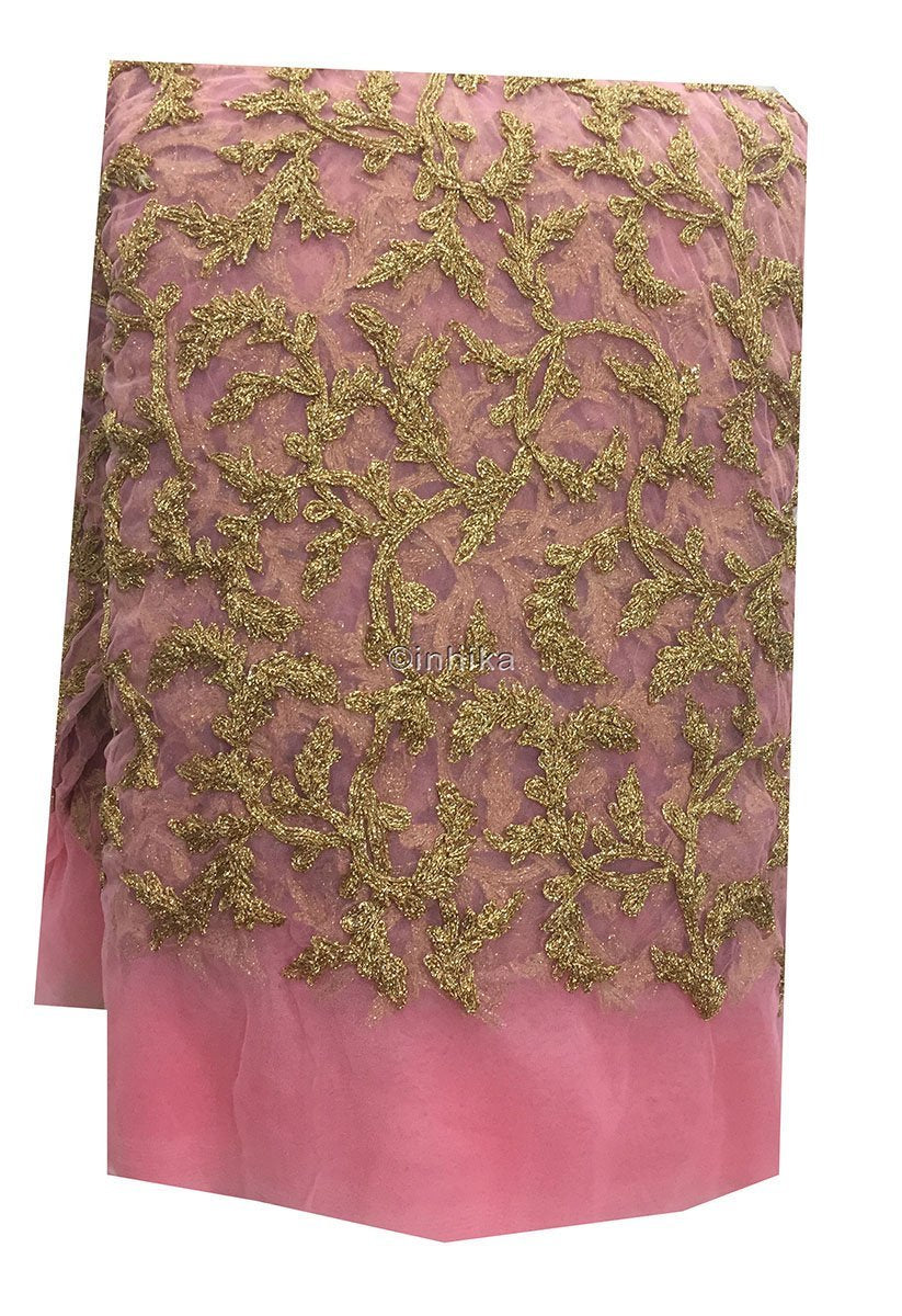fancy embroidered fabrics fabric online india Embroidery Net, Mesh, Tulle Pink 44 inches Wide 9215
