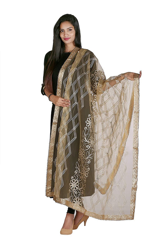 golden dupatta net, gota patti embroidery