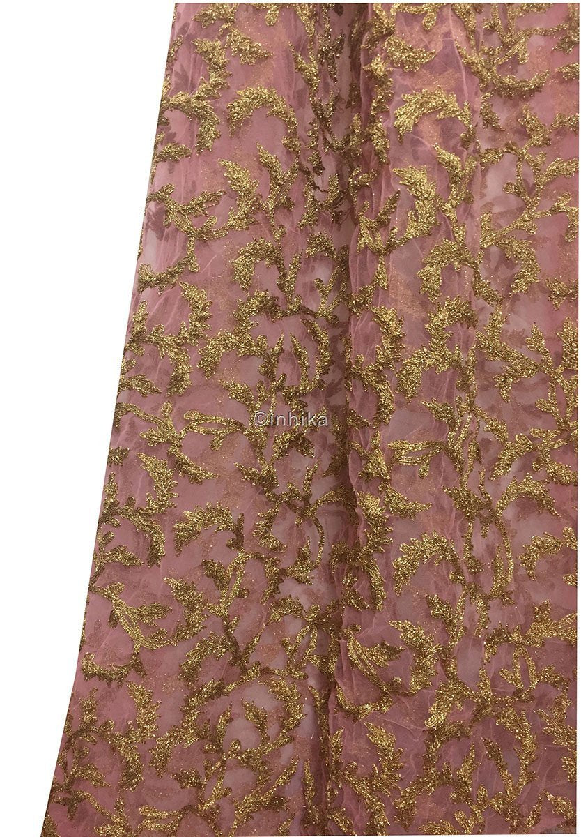 kurti material online shopping fabric online india Embroidery Net, Mesh, Tulle Pink 44 inches Wide 9215
