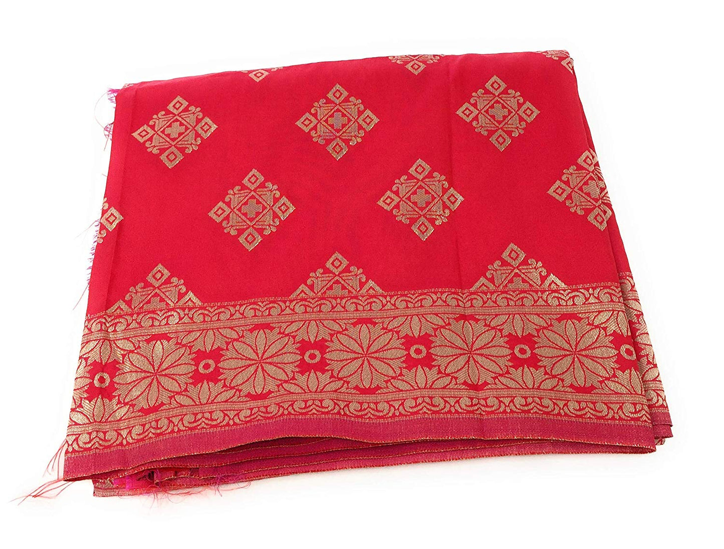 Banarasi Silk Dupatta in Red Pink Gold