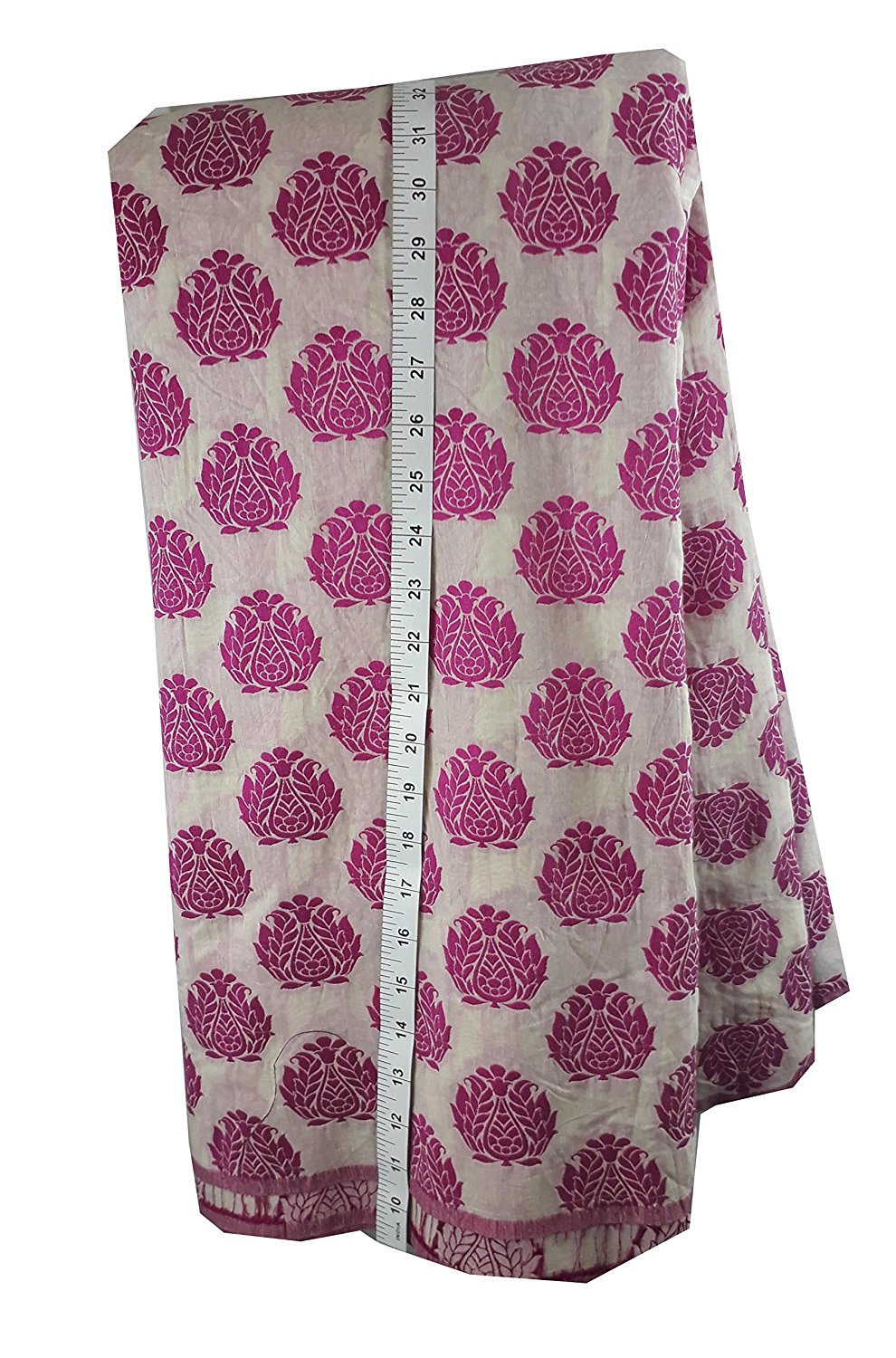 stitching material online kurti fabric online Woven Polycotton Fauchia Pink, Rani Pink, White 46 inches Wide 8038