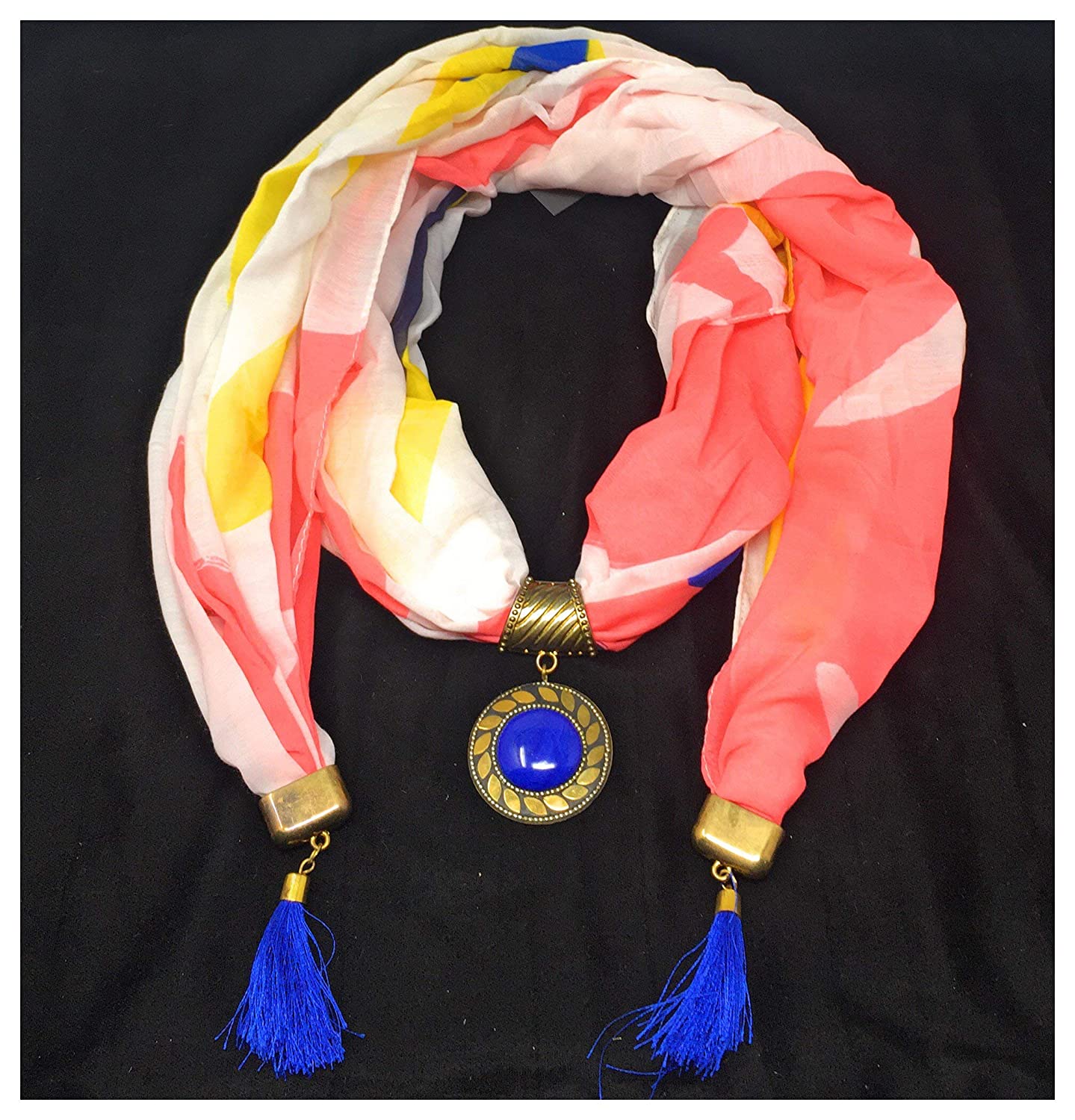 Designer Scarf In Soft Georgette With Designer Pendant At Center