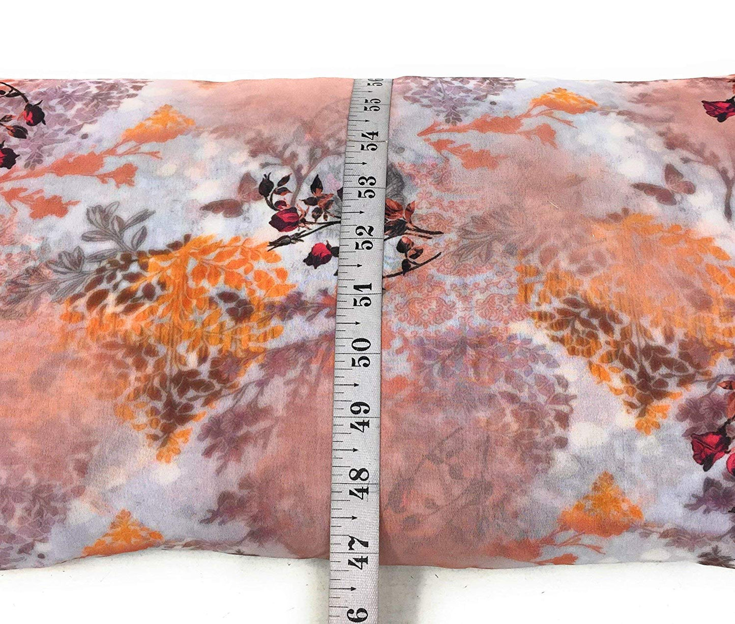 Peach Floral Pattern Digital Print Georgette Fabric
