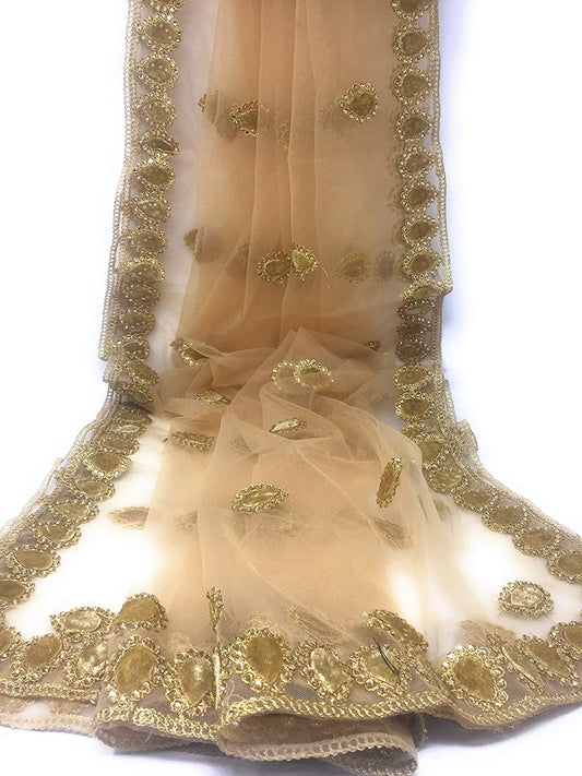 golden net dupatta for lehenga with velvet border stone work