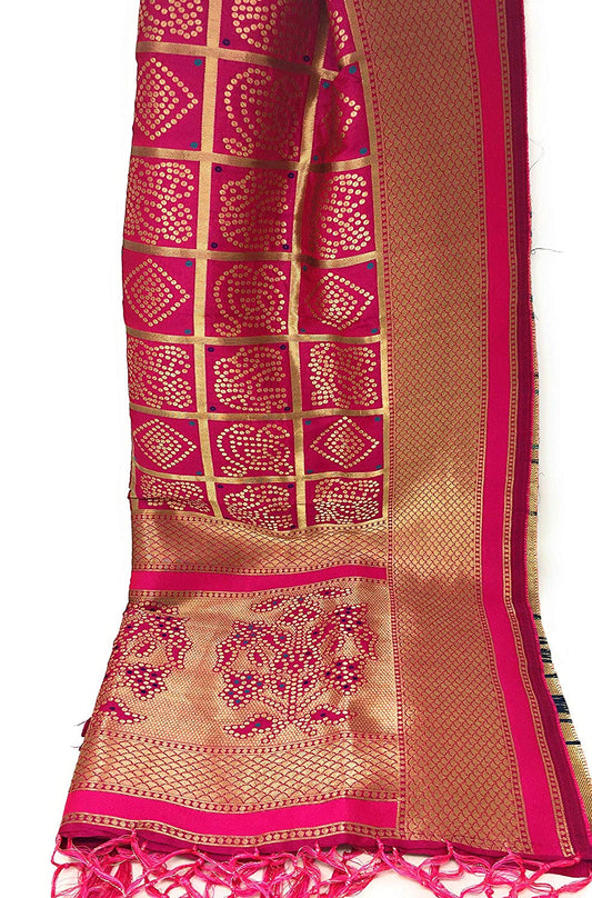 Pink banarasi silk dupatta