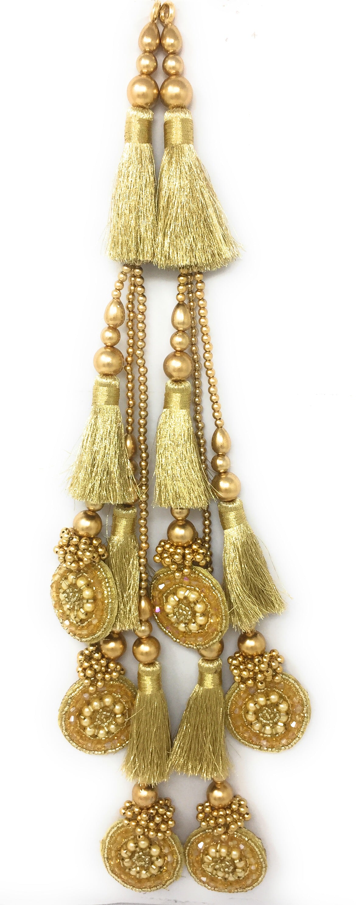 Antique Gold golden heavy latkan for lehenga, Crystal Work - Set of 2